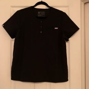 FIGS Black Arura Crew Neck Top L